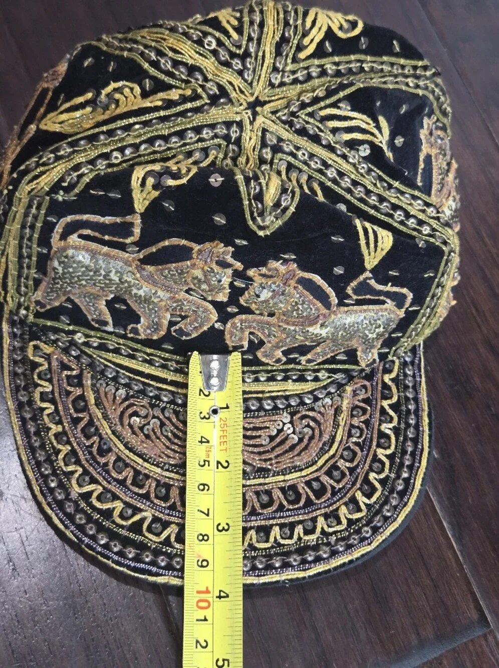 Vintage 80s Thai Velvet Embroidered Sequin Horse Equestrian Artisan Baseball Cap